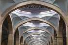 Tashkent, Uzbekistan, Central Asia. Arches and ceiling in a Tashkent subway station. Art Print